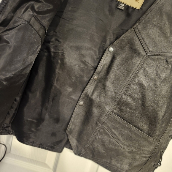 COPY - Unisex Genuine Black Leather Biker Vest - Picture 6 of 7